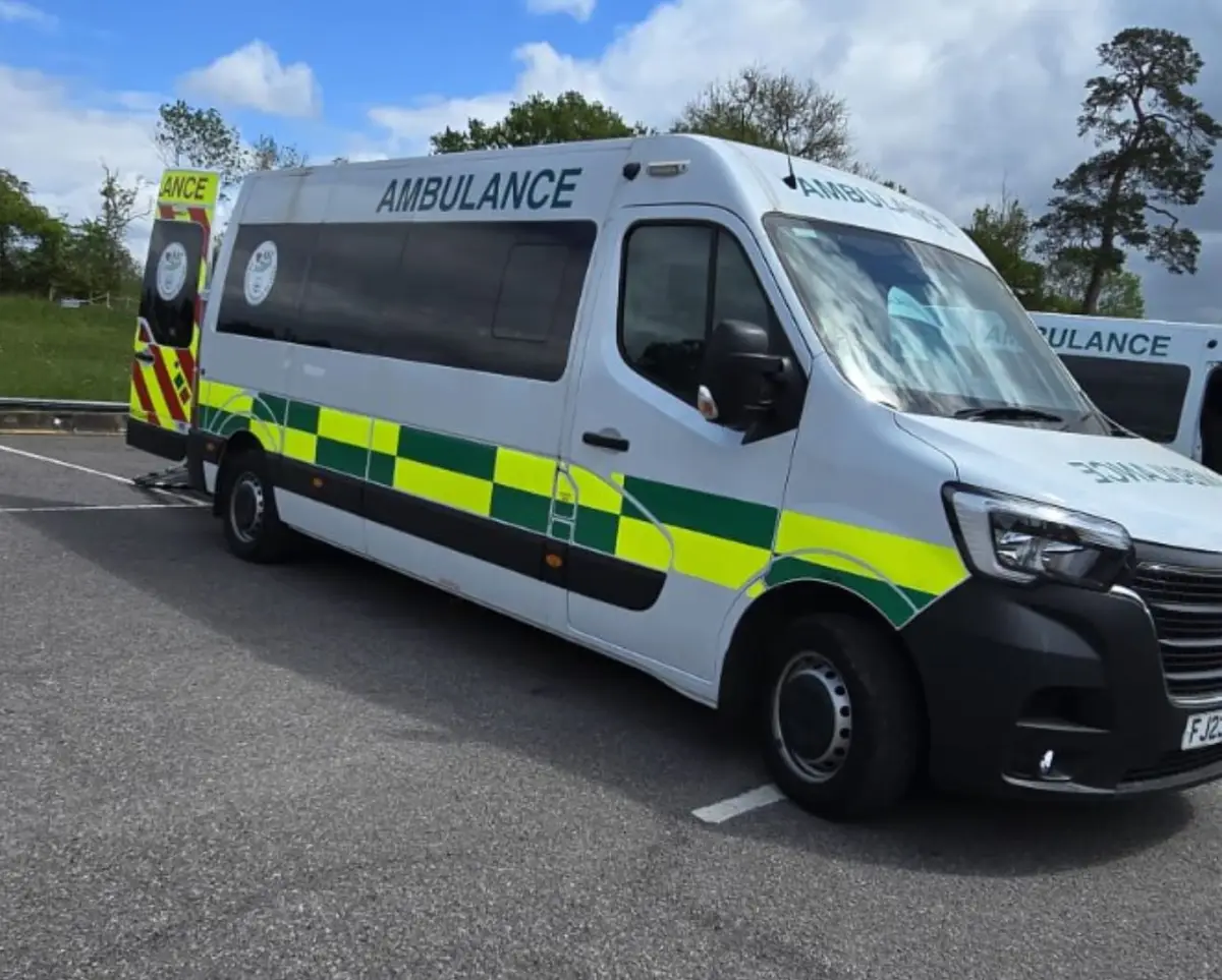 Side profile of ABClivein patient transport ambulance